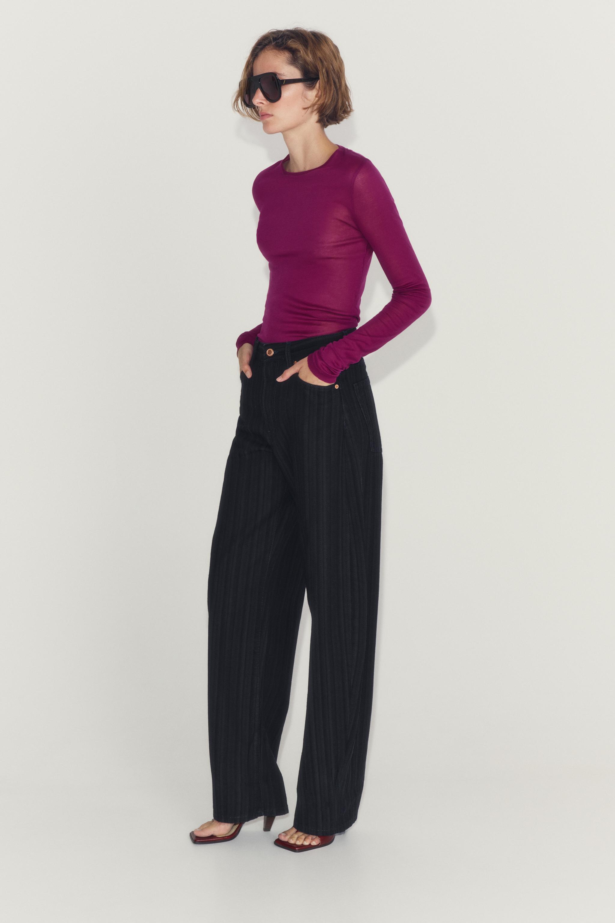 ZW COLLECTION MID-RISE JACQUARD BALLOON JEANS