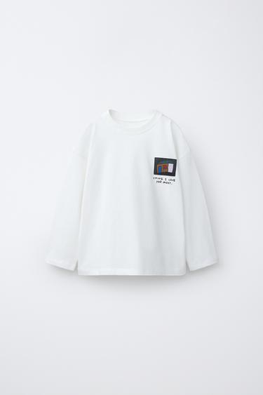 CAMISETA COM ETIQUETA CASINHA - Branco-marfim da Zara - Imagem 0