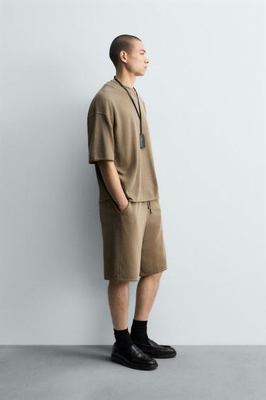 WASHED RELAXED FIT BERMUDA SHORTS - Brown by Zara