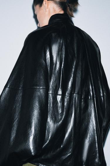 ZW COLLECTION FAUX LEATHER BOMBER JACKET - Black by Zara - Image 2