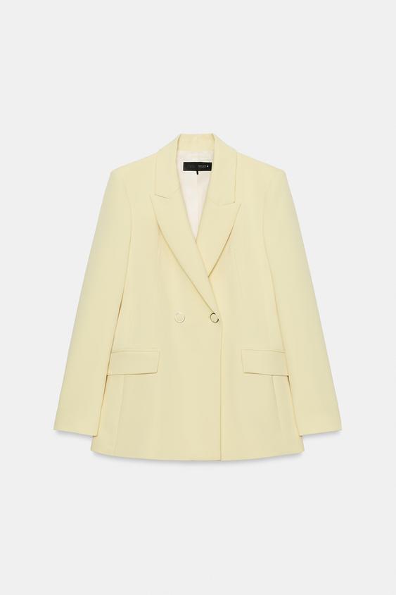 DOUBLE-BREASTED BLAZER WITH COVERED BUTTONS - Yellow by Zara - Image 0