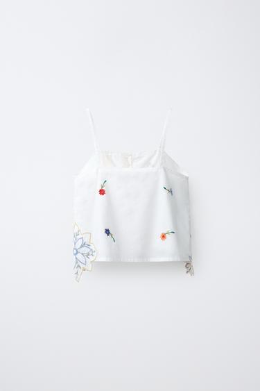 TOP BRODERIES PATCHWORK - Écru de Zara - Image 1