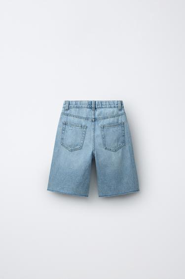 BERMUDA EN JEAN WIDE FIT DÉCHIRÉ - Bleu clair de Zara - Image 1