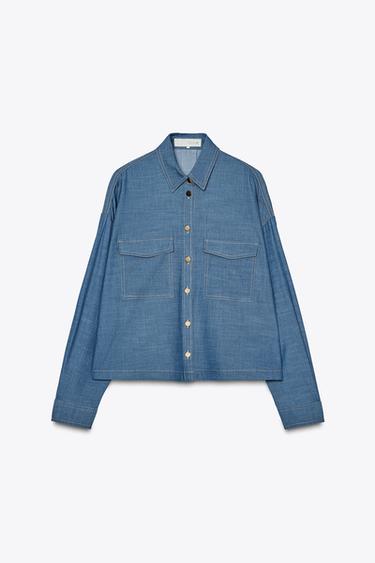 パッチポケットシャツブルーZaraのパッチポケットシャツ - ブルー 
