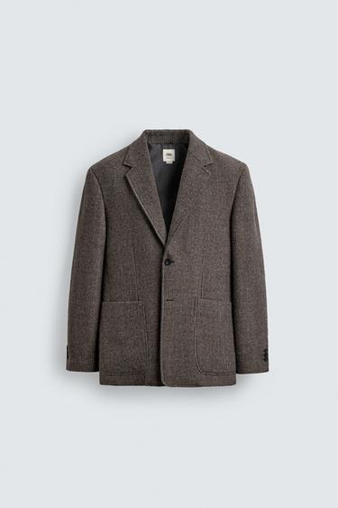 LIMITED EDITION 100% WOOL TEXTURED BLAZER - Anthracite Grey by Zara