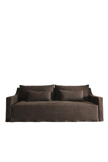 SOFA WITH REMOVABLE WASHED LINEN COVER - Dark brown by Zara