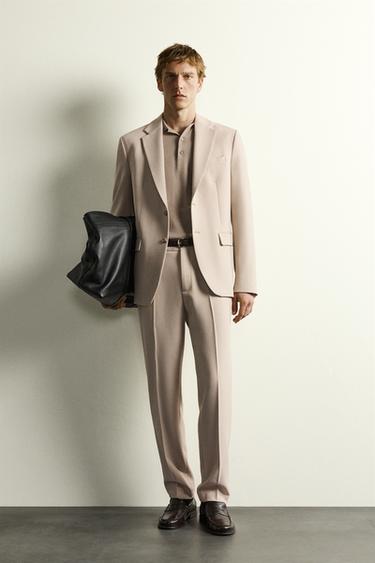 SLIM FIT SUIT TROUSERS - Sand / Marl by Zara