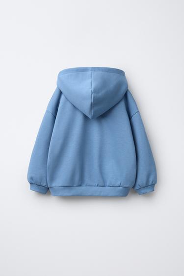 HOODIE WITH SLOGAN PRINT - Light blue by Zara - Image 1