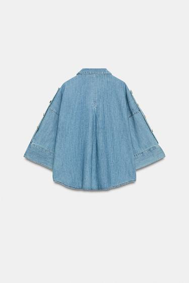 CHEMISE EN DENIM À MANCHES LARGES Z1975 - Indigo de Zara - Image 7