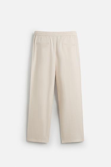Zara RELAXED FIT LYOCELL PANTS - Beige