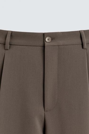PANTALON COUPE DÉCONTRACTÉE À PLIS - Marron / Taupe de Zara - Image 7