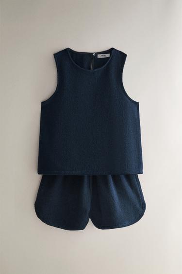 COTTON TERRY BEACH TOP - Navy blue by Zara - Image 3
