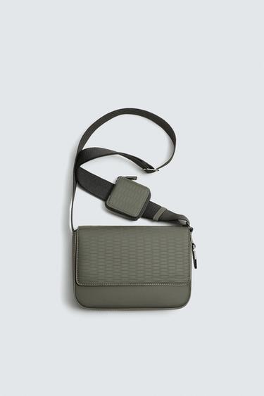 BANDOLERA ENGOMADA TEXTURA - Verde Caqui de Zara - Imagen 0