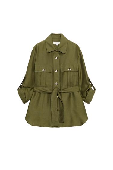 Zara BELTED SAFARI JACKET - Khaki