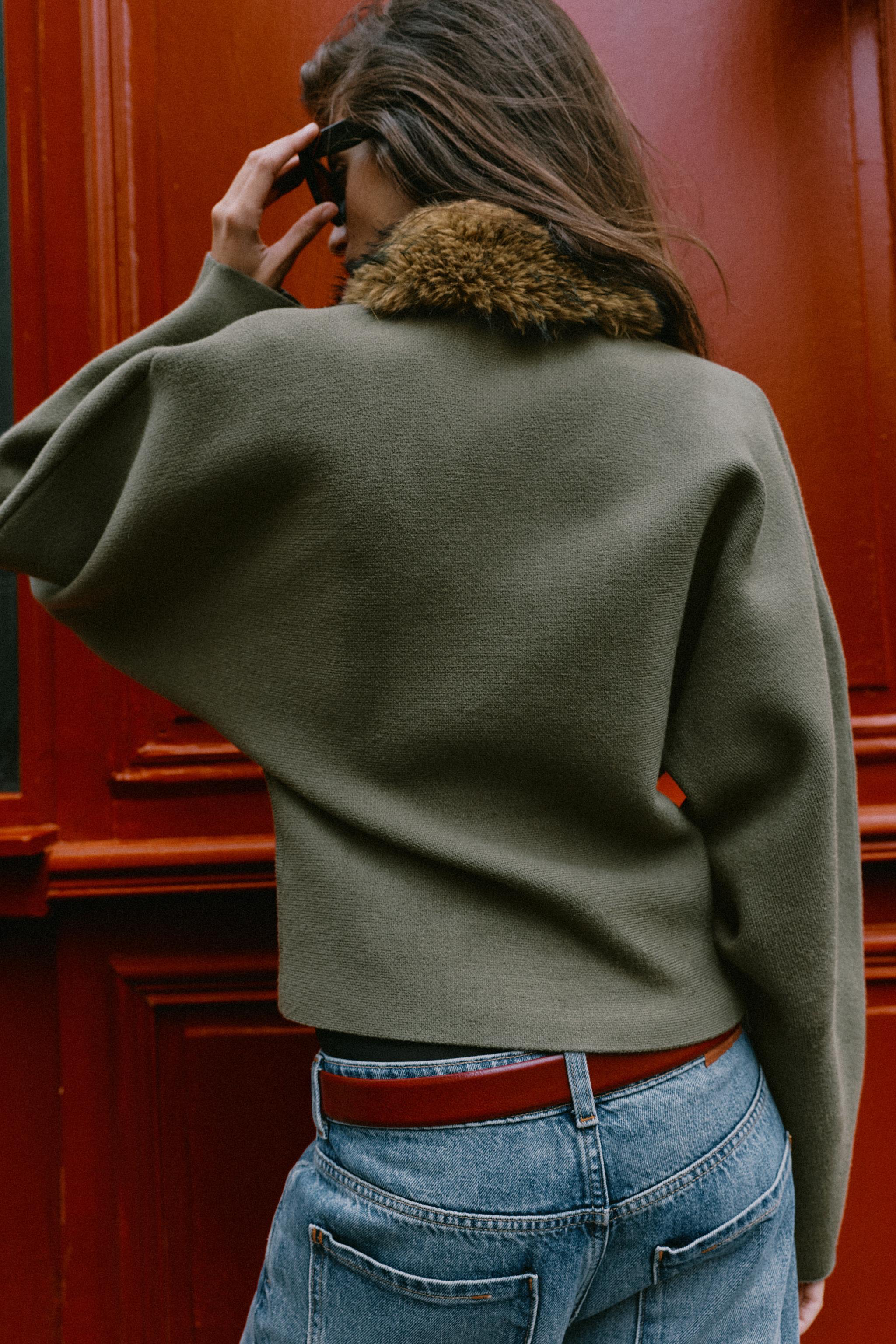COMBINED FAUX FUR EFFECT CARDIGAN