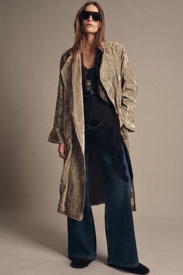 QUIMONO DE VELLUT BRODAT ZW COLLECTION LIMITED EDITION - Ocre de Zara