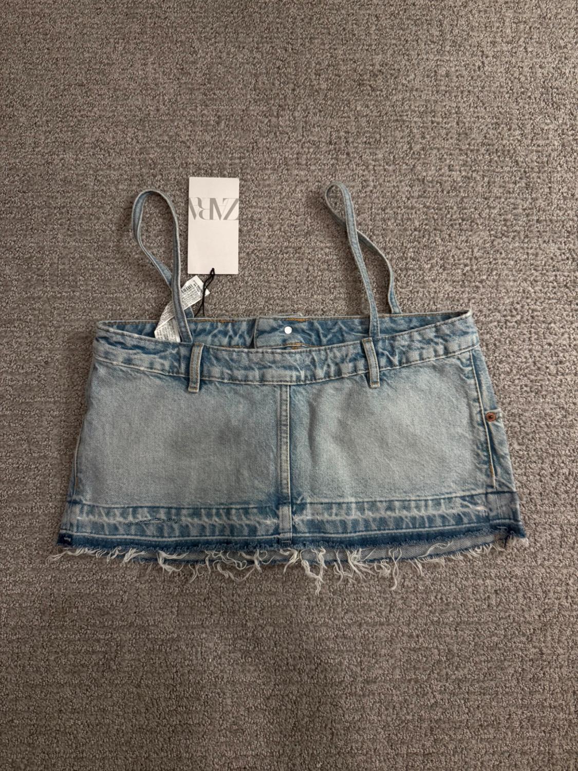 TRF SKIRT STYLE DENIM CROP TOP - Image 2
