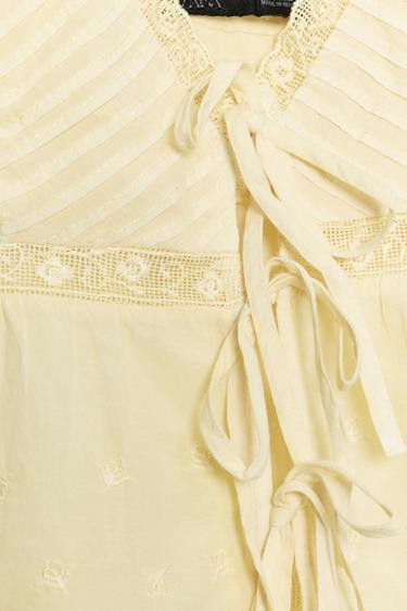 EMBROIDERED STRAPPY TOP WITH BOWS - Yellow by Zara - Image 3