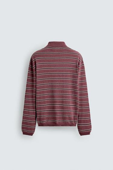 STRIPED KNIT RUGBY POLO SHIRT - Mid-pink by Zara - Image 7