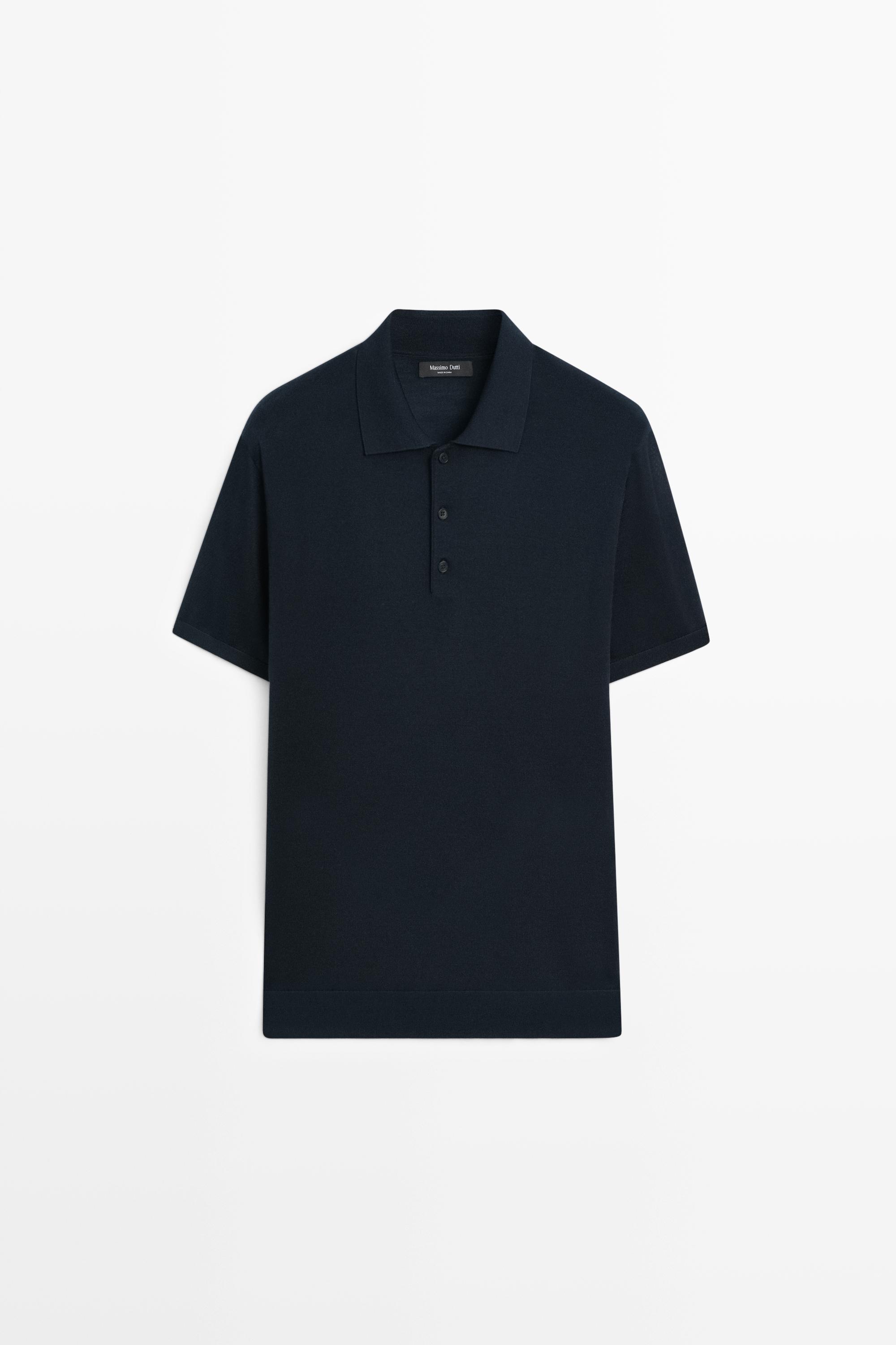 Polo en maille de laine mélangée