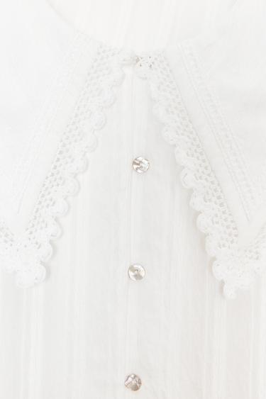 LACE TRIM PETER PAN COLLAR SHIRT - Oyster-white by Zara - Image 5