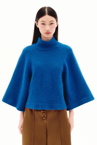 Zara 寬袖針織衫 - 深藍色