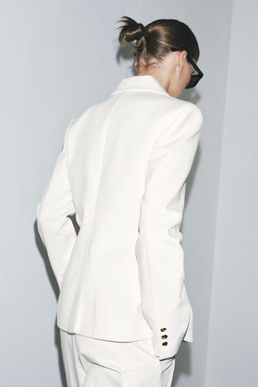 ZW COLLECTION DENIM BLAZER WITH BUTTONS - White by Zara - Image 3