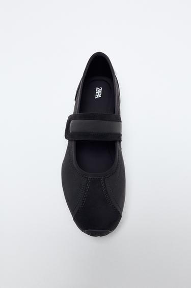 Zara SPORTY BALLET FLATS - Black