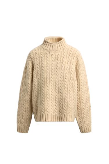 AARON LEVINE X ZARA CABLE KNIT WOOL JUMPER - Ecru by Zara