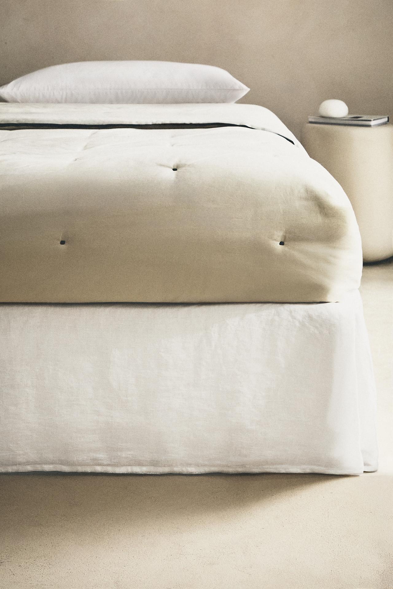 FADED LINEN BEDSKIRT — White