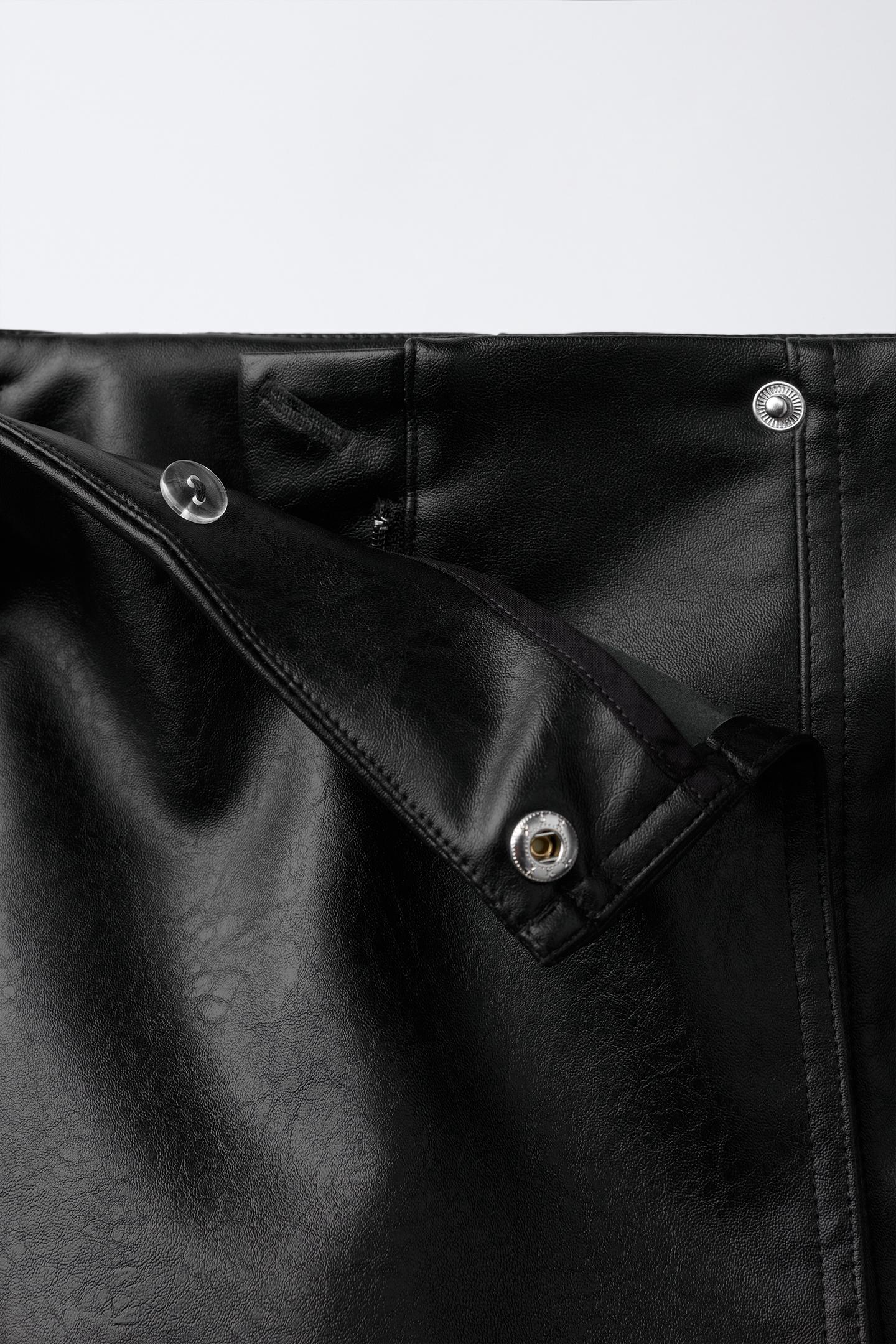 Детская юбка Zara Leather-Effect Bermuda, цвет: Коричневый — фото 4