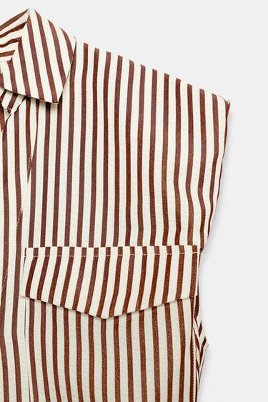 COMBINAISON COURTE À RAYURES ET CEINTURE - Marron de Zara - Image 7