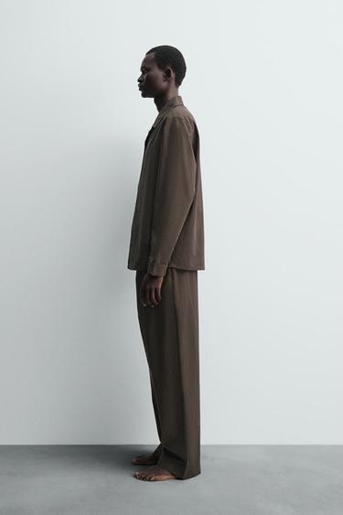 JACQUARD PYJAMA SHIRT - Brown by Zara - Image 3