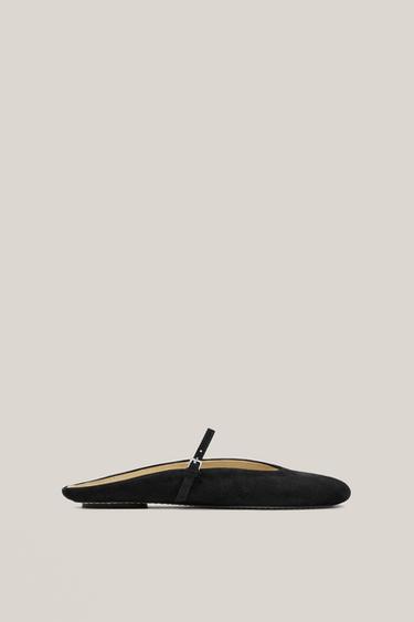 Zara Soft leather mule ballet flats - Limited Edition - Black - Image 0