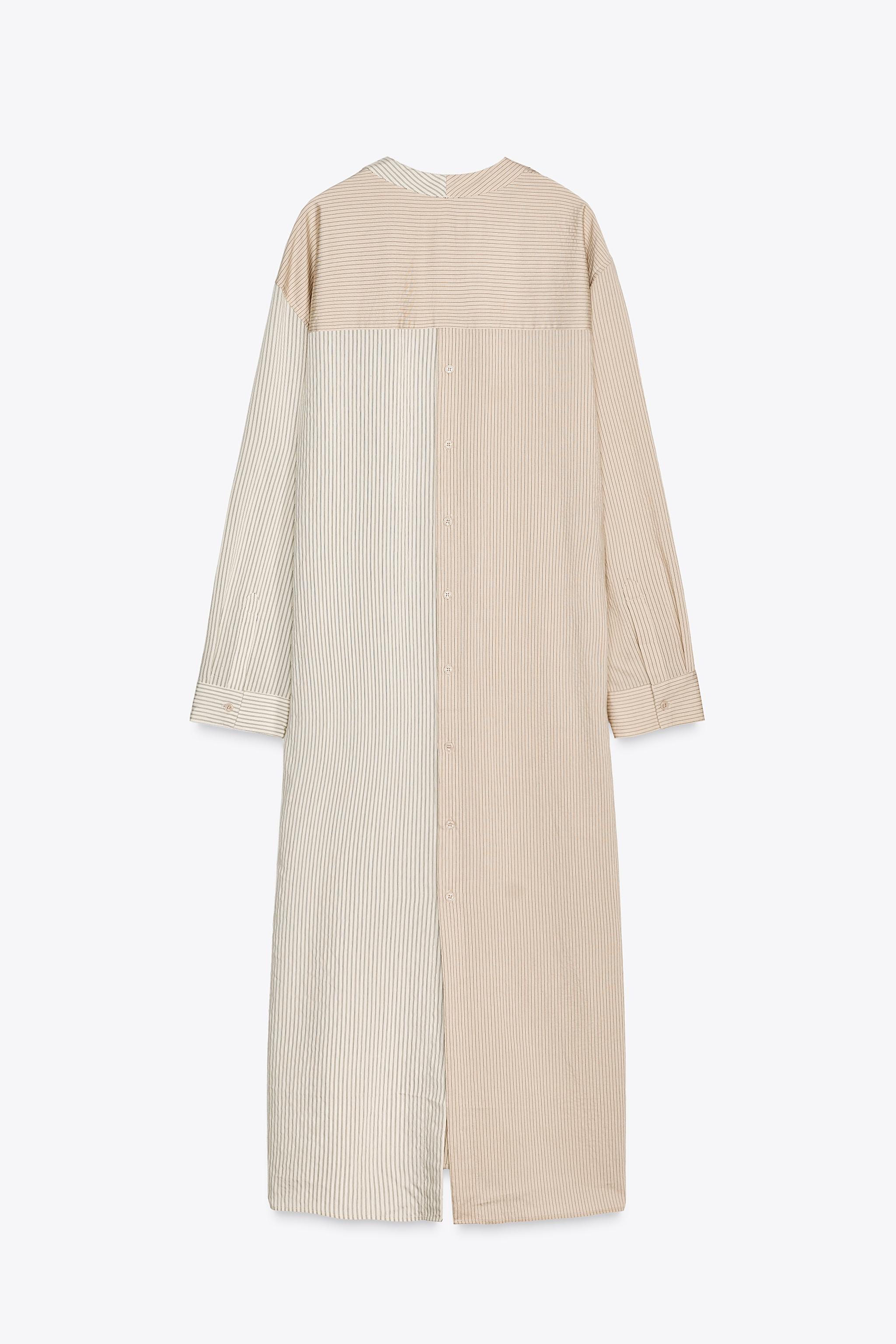 STRIPED SHIRT DRESS ZW COLLECTION - Ecru / Beige | ZARA