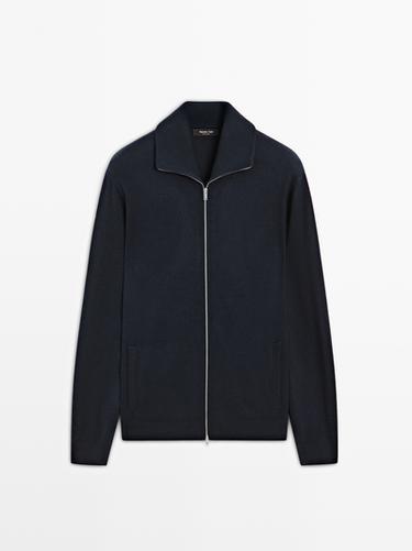 Zara Zip-up high neck cardigan - Navy blue - Image 0