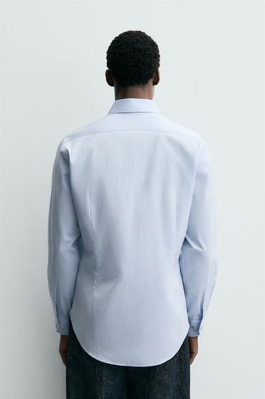 SLIM FIT COTTON SHIRT - Sky blue by Zara - Image 2