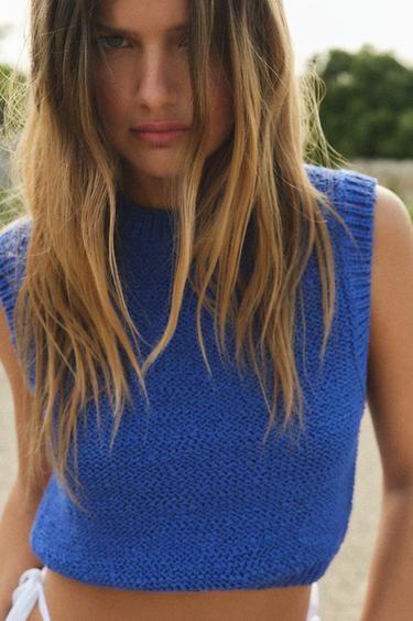 KNIT CROP TOP - Bluish by Zara - Image 3