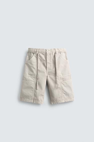 BAGGY FIT BERMUDASHORTS MED BÆLTE - sten fra Zara