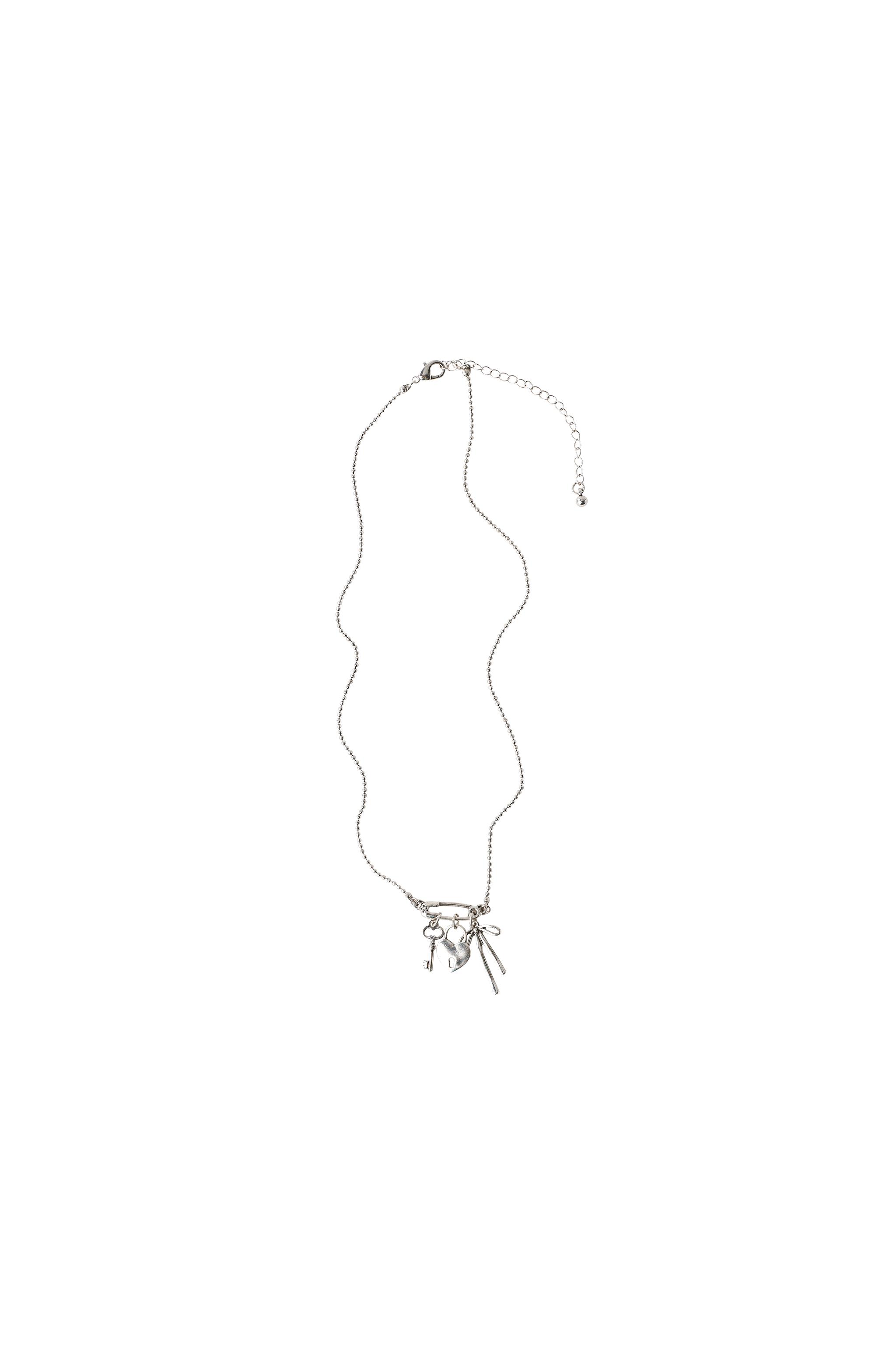 KEY, BOW, AND PADLOCK CHARM NECKLACE - Silver | ZARA United States