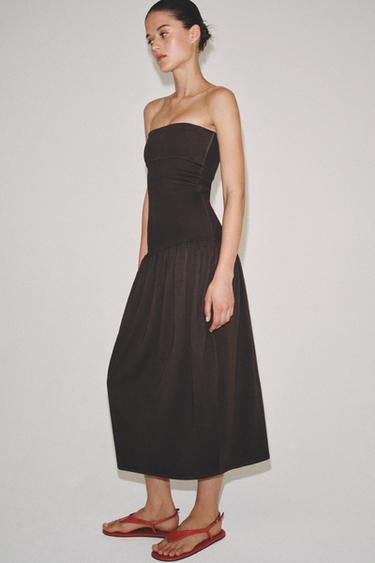 ROBE BANDEAU BIMATIÈRE - Marron de Zara - Image 1