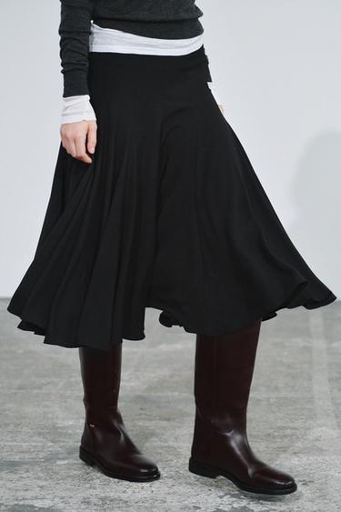 ZW COLLECTION MIDI VOLUME SKIRT — Black 2