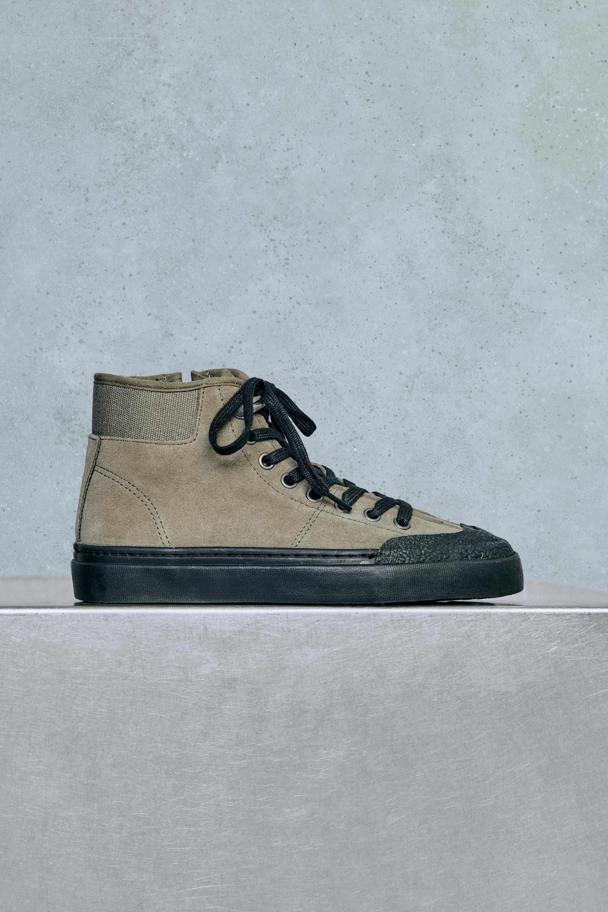 Детские ботинки Zara LEATHER SPORTY ANGLE BOOTS — фото 8