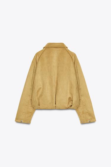FAUX SUEDE BOMBER JACKET - Mustard by Zara - Image 7