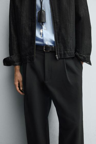 PANTALON COUPE DÉCONTRACTÉE PLIS - Noir de Zara - Image 4