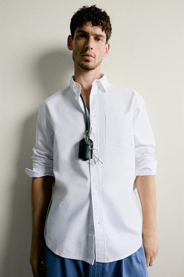 REGULAR FIT TEXTURED OXFORD SHIRT - White by Zara