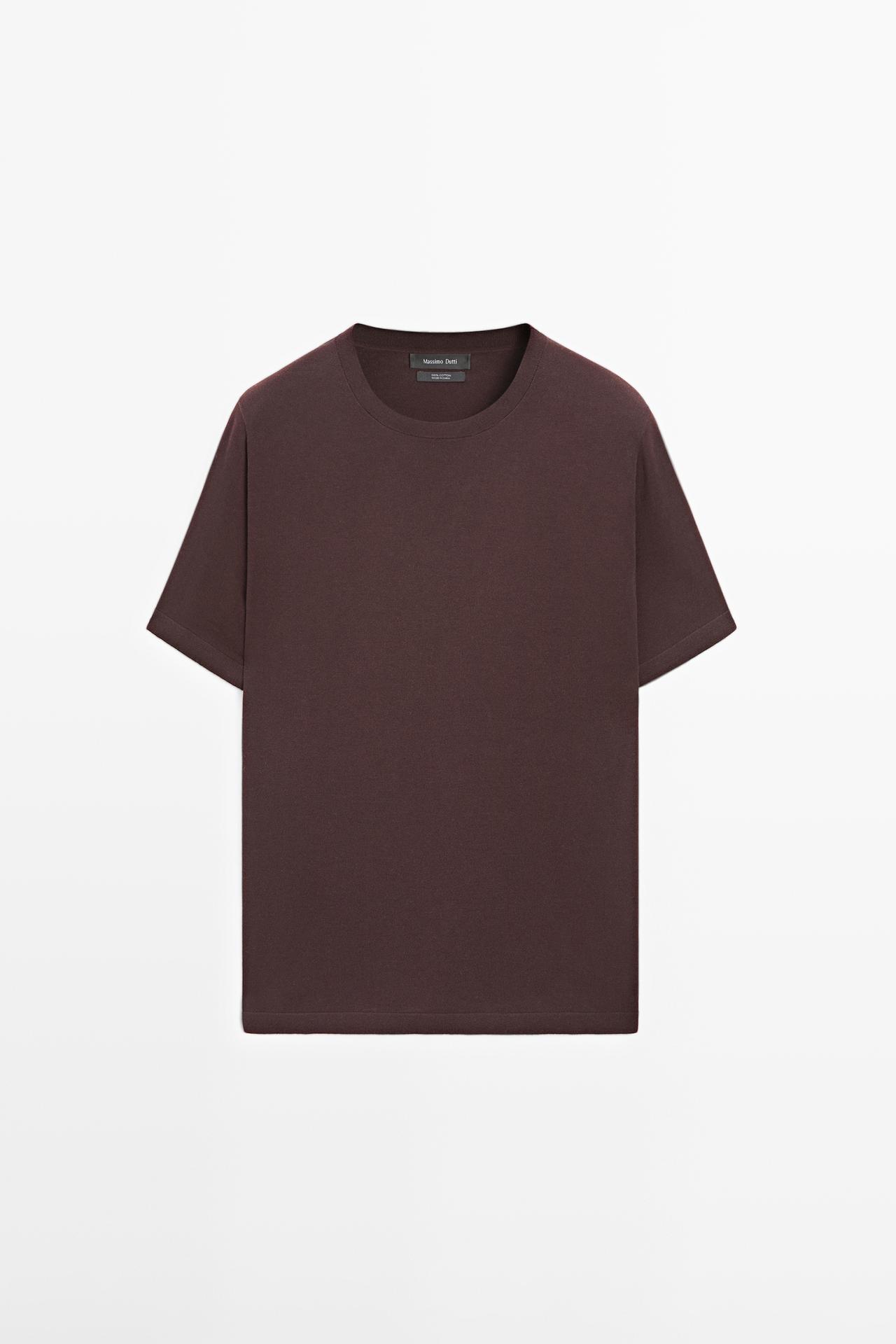 100% cotton short sleeve round neck T-shirt — Burgundy