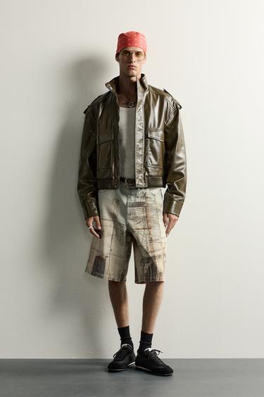 Zara ABSTRACT PRINT BAGGY FIT BERMUDA SHORTS - Multicolored