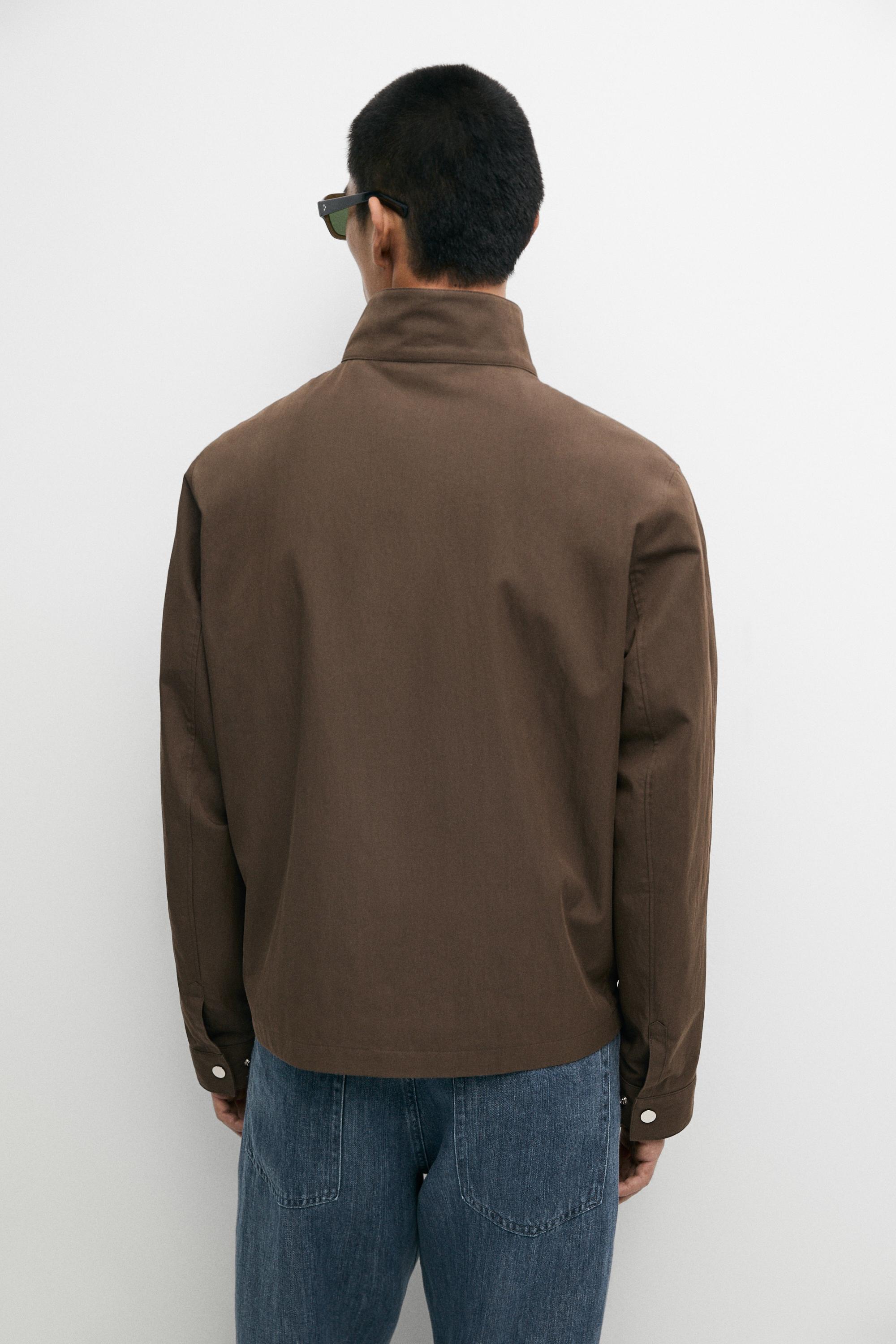 Cotton blend high-neck jacket