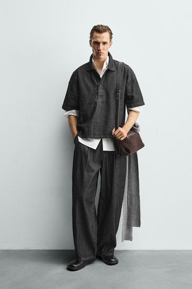 CAMISA POLO DENIM - Preto da Zara - Imagem 0